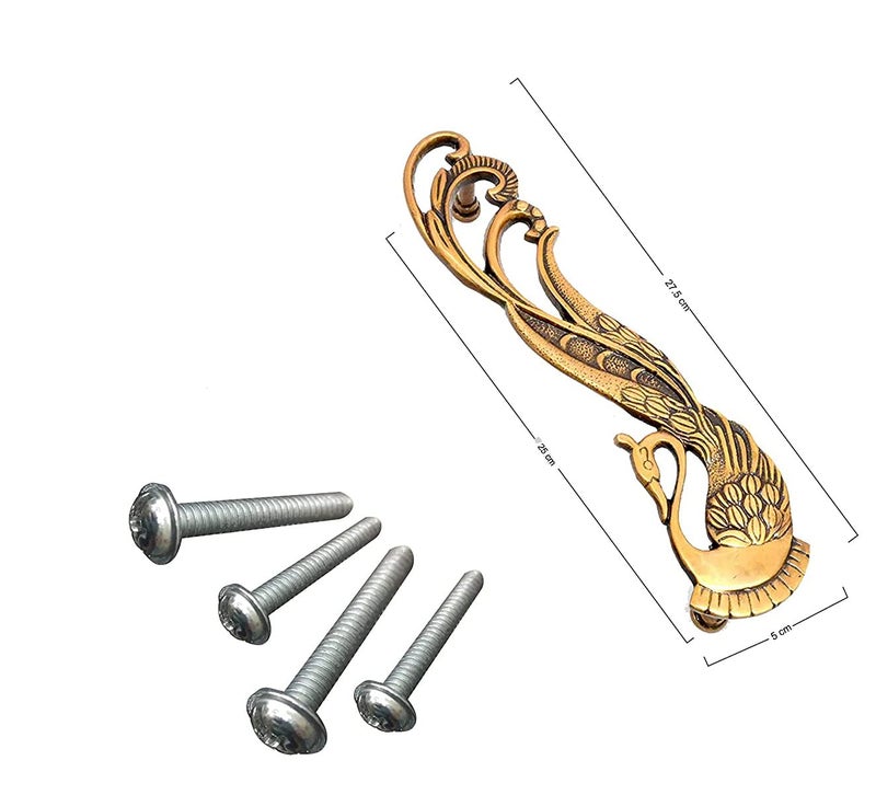 eSplanade - 11" Designer Peacock Brass Door Handle Pair (2 pcs) | Home Decor | Door Decor | Pair of Brass Door Handles | Pair of Brass Door Pulls - Image 5