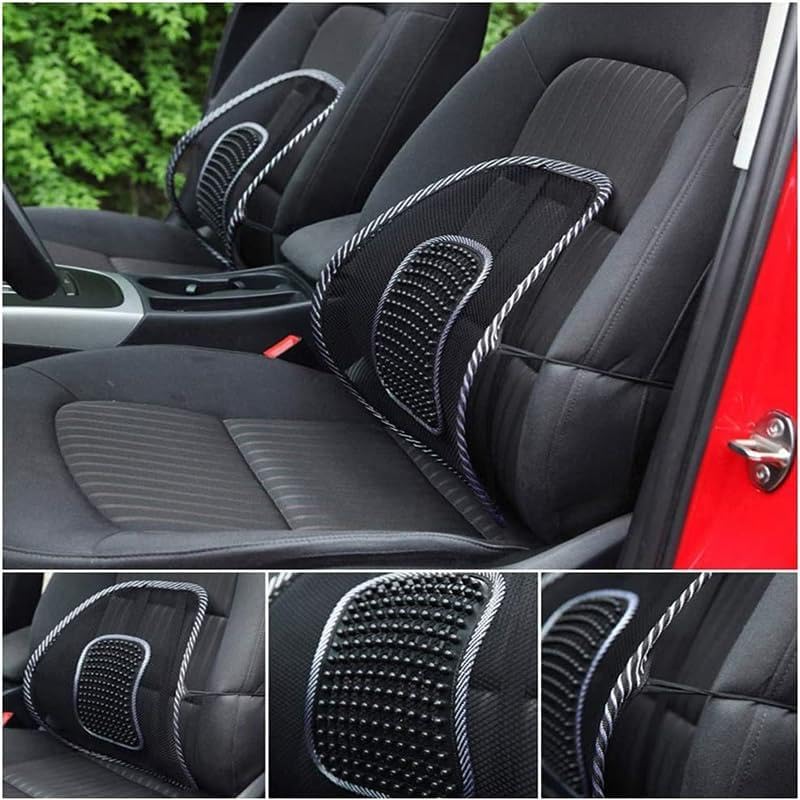 Big Ant Car mesh back support with massage beads ergonomic designed for comfort and lower back pain relief - lumbar back support cushion for car seat, office chair,wheelchair, One Size