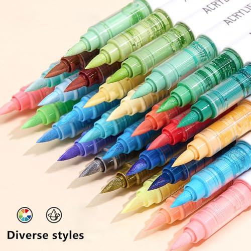 Yolaka Water Based Acrylic Paint Markers, 9 Colors Acrylic Paint Pens Set with Soft Brush Tip, Marker Pen for Rock Painting, Egg, Wood, Glass, Paper, Mugs, Acrylic Painter Ink (Sweet Pink Series) - Image 4