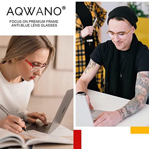 AQWANO Blue Light Blocking Computer Reading Glasses, 4 Pairs Fashion Designer Clear Readers for Men Women Anti Glare UV with Spring Hinge Lightweight Comfortable, 1.5 - Image 2