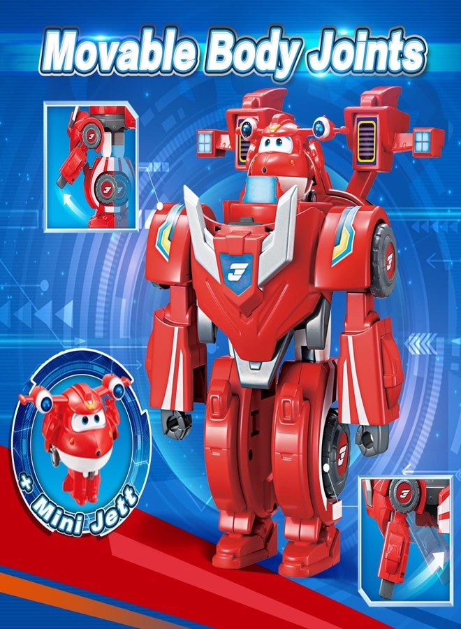 Super Wings Transformable Toys, 7" Super Robot and 2" Mini Jett Transforming Suit, 2 in 1 Racing Car-Robot Action Figure for Boys and Girls Age 3+, Gifts for Preschool Kids, Red - Image 5