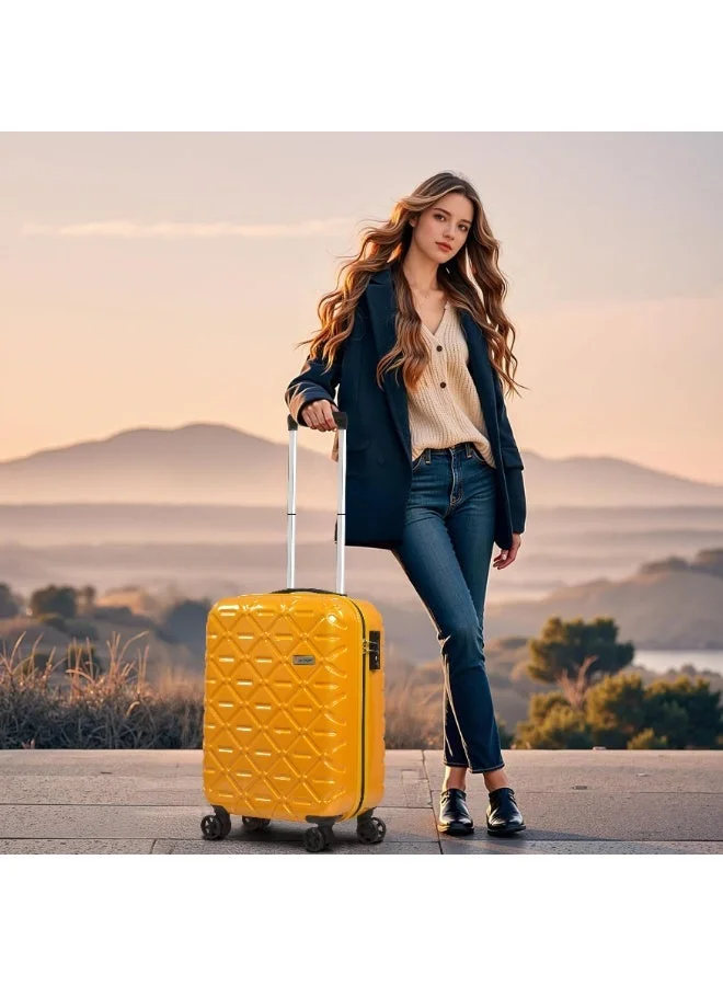 eminent Wheeled Unisex Hard Shell Luggage Trolley Makrolon Lightweight 4 Quiet Double Spinner Wheel Suitcase with TSA lock KG18 Sunset Yellow