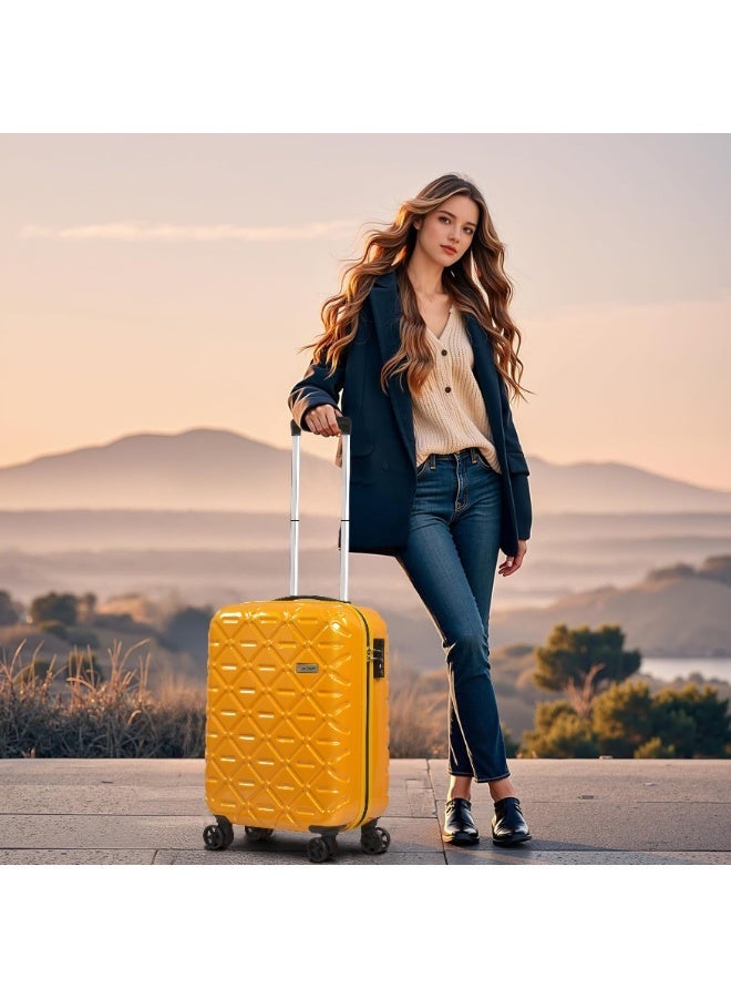 إيمينينت حقيبة سفر بعجلات للجنسين بهيكل صلب من ماكرولون خفيفة الوزن بعجلات مزدوجة صامتة  عجلات مع قفل   لون أصفر غروب الشمس - Image 2