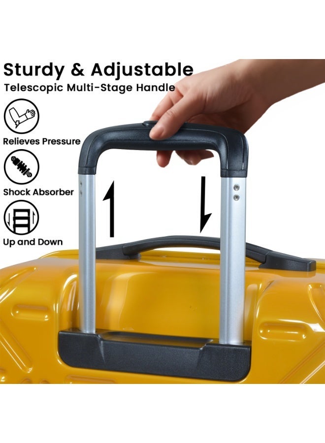 إيمينينت حقيبة سفر بعجلات للجنسين بهيكل صلب من ماكرولون خفيفة الوزن بعجلات مزدوجة صامتة  عجلات مع قفل   لون أصفر غروب الشمس - Image 3