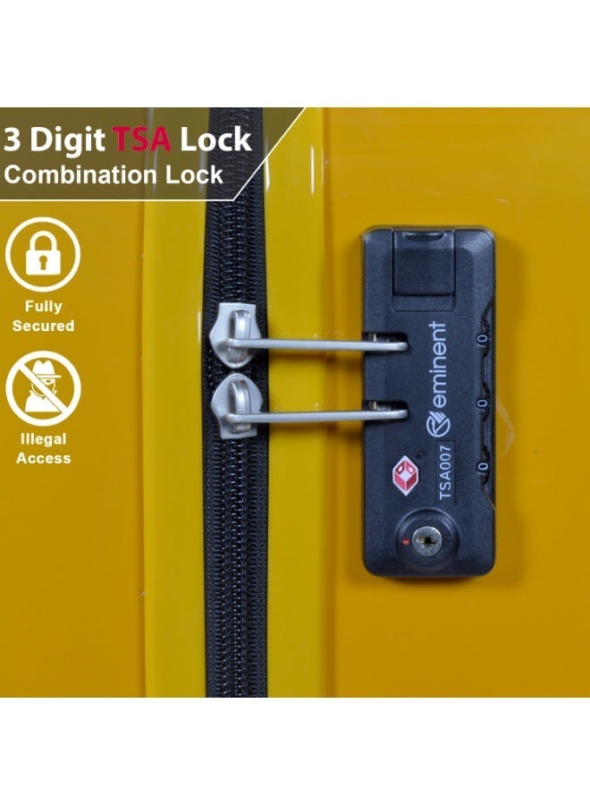 إيمينينت حقيبة سفر بعجلات للجنسين بهيكل صلب من ماكرولون خفيفة الوزن بعجلات مزدوجة صامتة  عجلات مع قفل   لون أصفر غروب الشمس - Image 4