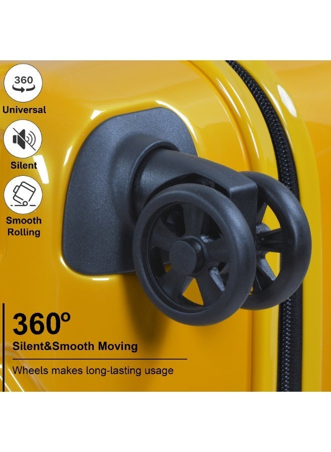 إيمينينت حقيبة سفر بعجلات للجنسين بهيكل صلب من ماكرولون خفيفة الوزن بعجلات مزدوجة صامتة  عجلات مع قفل   لون أصفر غروب الشمس - Image 5