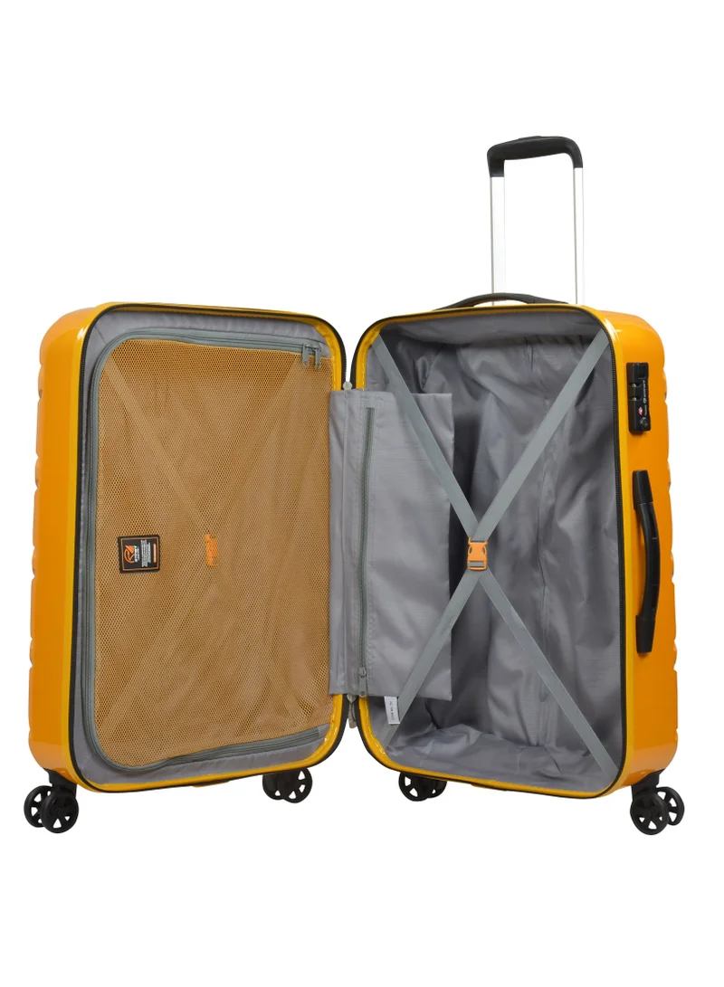 eminent Wheeled Unisex Hard Shell Luggage Trolley Makrolon Lightweight 4 Quiet Double Spinner Wheel Suitcase with TSA lock KG18 Sunset Yellow Sunset Yellow