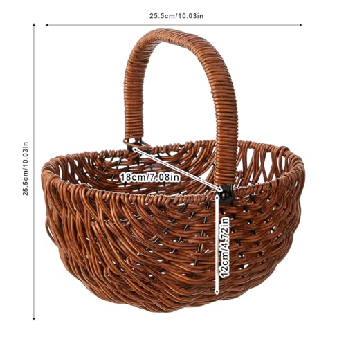 EUBUY Wicker Rattan Flower Girl Basket, Dark Brown Hand Woven Harvest Basket for Wedding, Storage, Picnics, Easter, Organizing, and More - Image 2