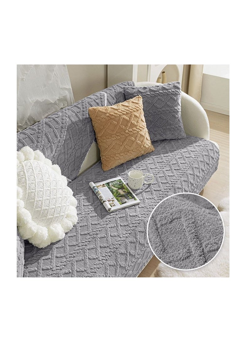 Generic - Fur jacquard sofa set, 11 pieces, a large sofa, a smaller sofa, 2 chairs, and 7 napkins, gray color - Image 1