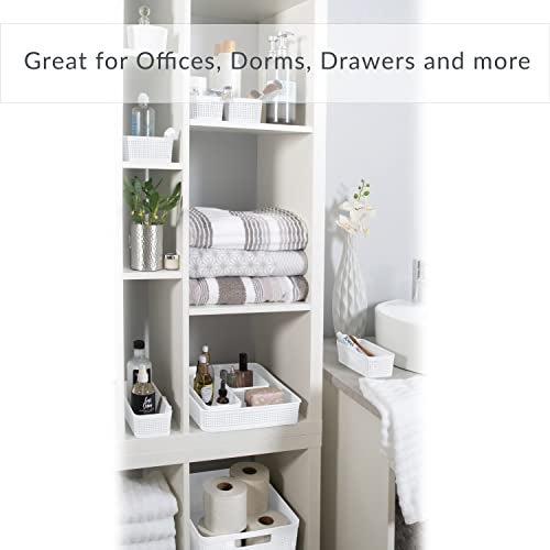 Simplify 6 Piece Organizing Set | Multiple Size Bins | Multipurpose | Office | Desk | Dorm | Bathroom | Storage Basket | Small Items | Accessories | White - Image 3