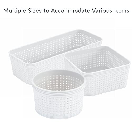 Simplify 6 Piece Organizing Set | Multiple Size Bins | Multipurpose | Office | Desk | Dorm | Bathroom | Storage Basket | Small Items | Accessories | White - Image 4