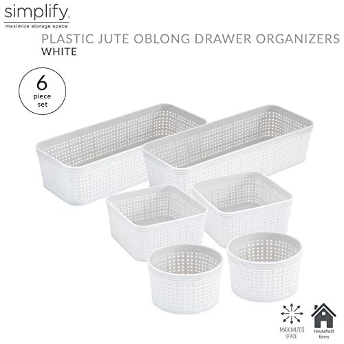 Simplify 6 Piece Organizing Set | Multiple Size Bins | Multipurpose | Office | Desk | Dorm | Bathroom | Storage Basket | Small Items | Accessories | White - Image 2
