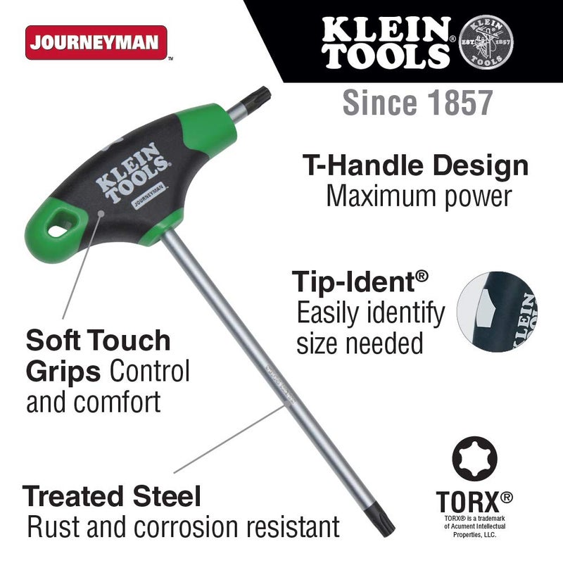 Klein Tools JTH6T15 TORX Hex Key, Journeyman T-Handle, 6-Inch - Image 2