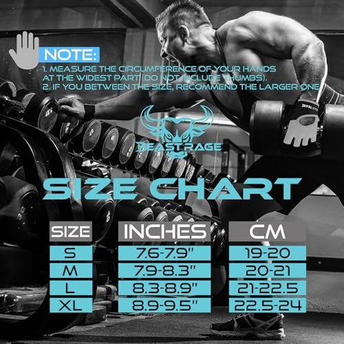 BEAST RAGE Workout Gloves for Men Gym Gloves for Weightlifting Women Fingerless with Palm Protection Padding, Breathable and Lightweight Weight Lifting Glove Cycling Pull Up (Cyan, S) - Image 5