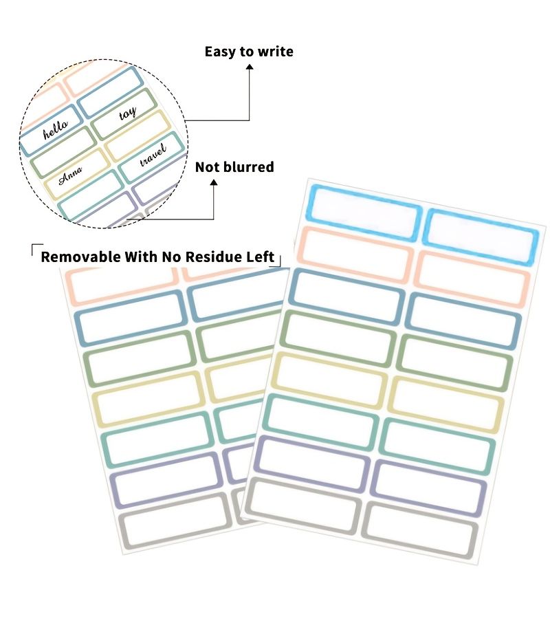 2 Sheets Removable Colorful Rectangular Handwritten Label Stickers for Home Office Storage - Image 1