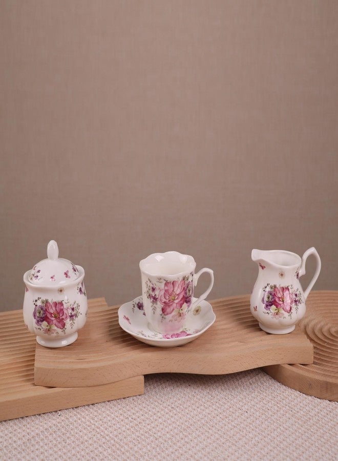Guangyang 15pcs Porcelain Tea Sets 7 OZ Cups& Saucer Service for 6, with Teapot Sugar Bowl Cream Pitcher for Tea/Coffee - Image 5