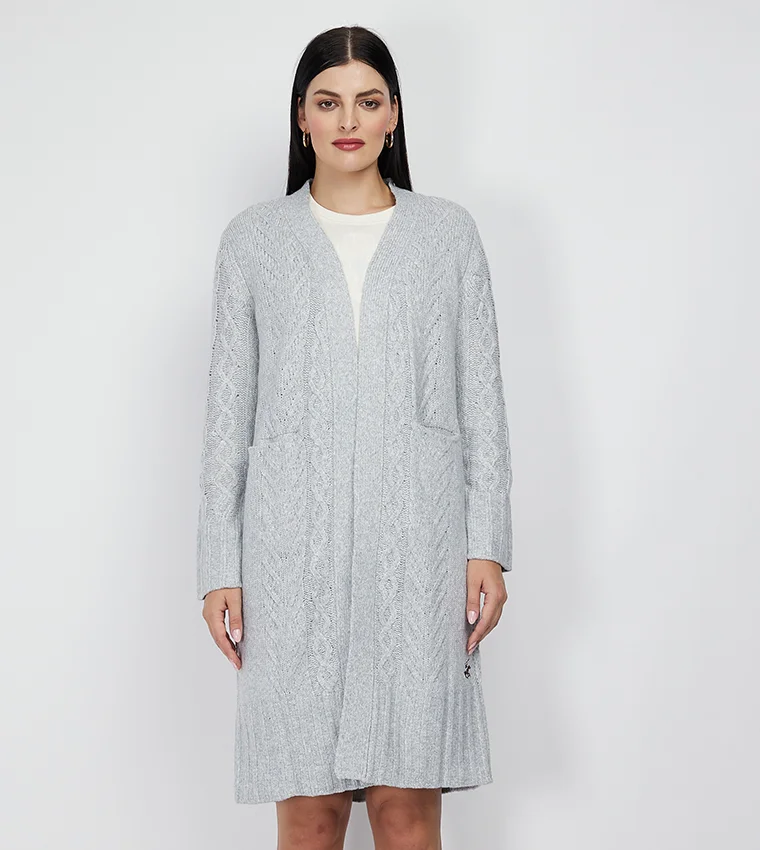 BEVERLY HILLS POLO CLUB Beverly Hills Polo Club Textured V-neck Long Sleeve Shrug