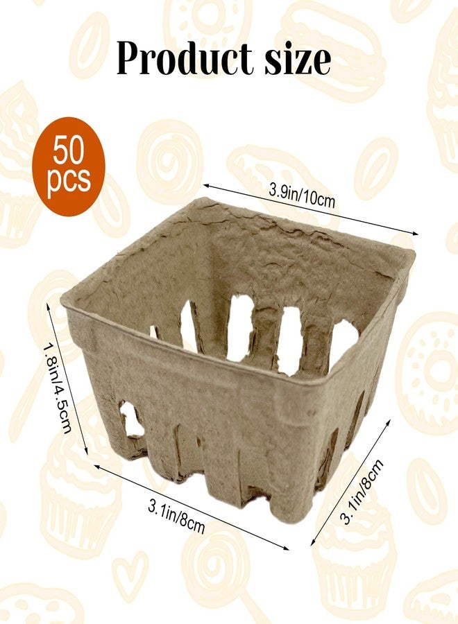 رينماي سلة توت من ألياف لب الورق الطبيعي من رينماي، عبوة من 50 قطعة، سلة توت مصبوبة، حاوية تهوية للفواكه والخضراوات مثل الفراولة والتوت الأزرق والتوت الأحمر، مناسبة لأسواق المزارعين ومحلات البقالة وحفلات الفناء الخلفي - Image 2