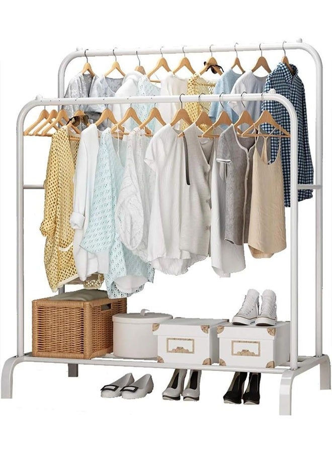 Clothes Racks, Clothing Racks, Metal Double-Track Hangers, 2-Layer Storage Racks, Shoe Racks, Commercial-GradeMulti-Purpose Shelves, Household Simple drying Racks - Image 1