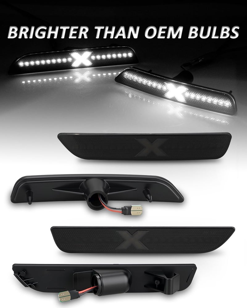 Bestview X-Style Side Marker Light Assembly Compatible with Ford Mustang 2010-2014, White Front & Rear Fender Bumper Lamps Pack of 4 [PATENT PENDING] - Image 4