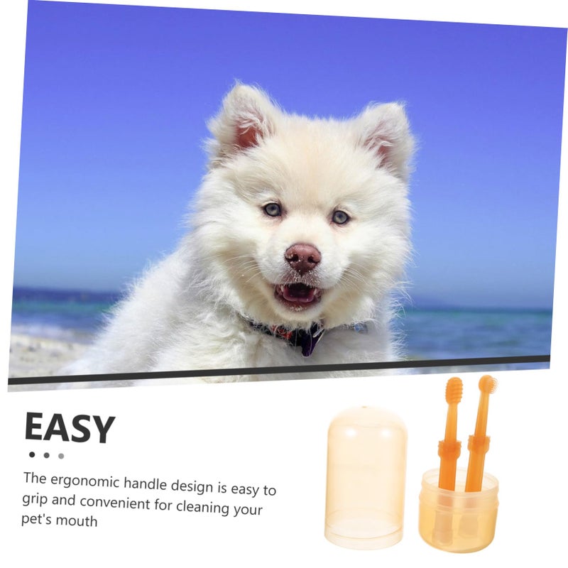 Soft Silicone Dual Head Pet Toothbrush For Dogs Cats Plaque Removal Oral Care With Storage Case - Image 5