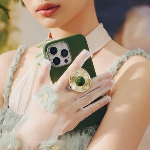 PopSockets Phone Grip for MagSafe with Kickstand, Magnetic Stand, Swappable Top, Secure Hold for iPhone MagSafe Cases, Phone & Tablet Grip, Cute PopSockets - Gem Brooch Jade - Image 2