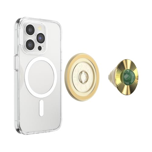 PopSockets Phone Grip for MagSafe with Kickstand, Magnetic Stand, Swappable Top, Secure Hold for iPhone MagSafe Cases, Phone & Tablet Grip, Cute PopSockets - Gem Brooch Jade - Image 5