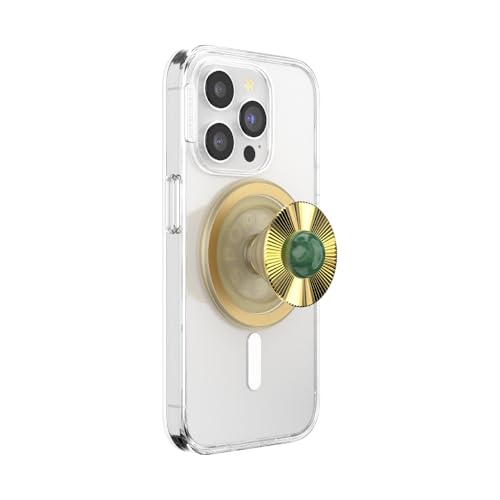PopSockets Phone Grip for MagSafe with Kickstand, Magnetic Stand, Swappable Top, Secure Hold for iPhone MagSafe Cases, Phone & Tablet Grip, Cute PopSockets - Gem Brooch Jade - Image 1