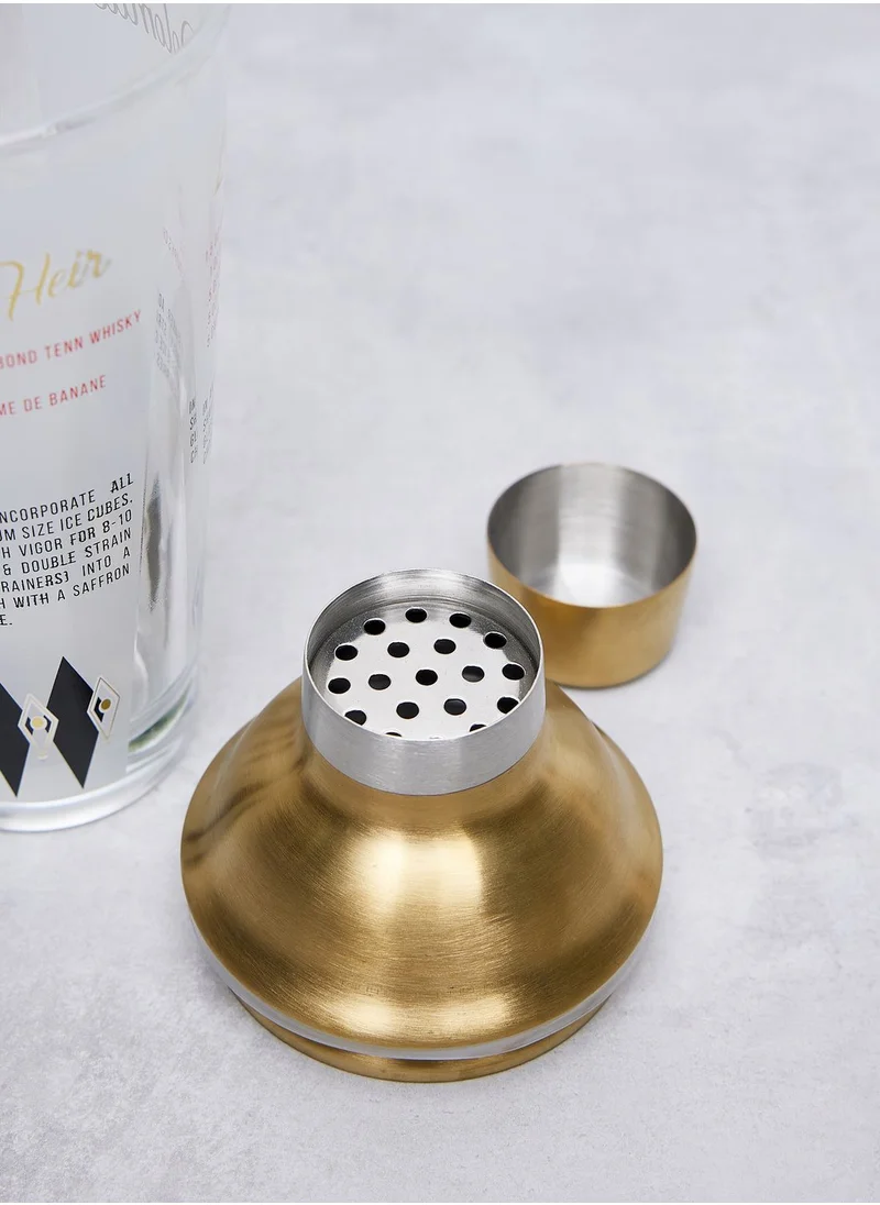 DesignWorks Ink Gold Retro Recipe - Cocktail Shaker, 16 Oz