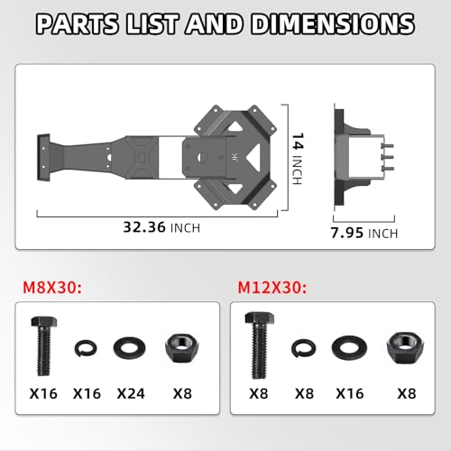 XOOKUN Spare Tire Bracket Fits 2007-2018 Jeep Wrangler JK with OEM Brake Light Mounting Bracket|Brake Light Not Included - Image 5