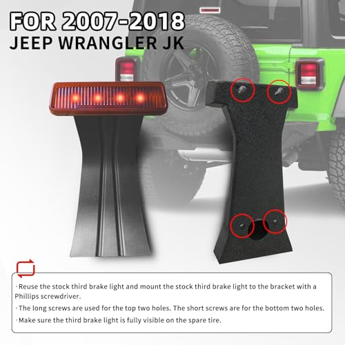 XOOKUN Spare Tire Bracket Fits 2007-2018 Jeep Wrangler JK with OEM Brake Light Mounting Bracket|Brake Light Not Included - Image 3