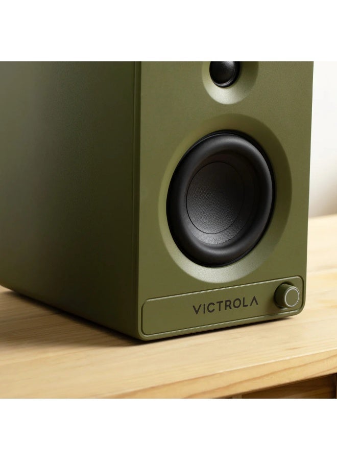 Victrola Tempo – Bluetooth Bookshelf Speakers – Room-Filling Sound, Bluetooth Input, Multi-Speaker Streaming Using Auracast, USB-C Computer Input, Turntable Inputs, Subwoofer Output (Pair, Green) - Image 3