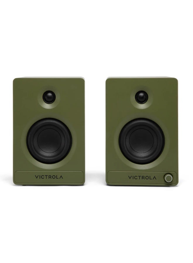 Victrola Tempo – Bluetooth Bookshelf Speakers – Room-Filling Sound, Bluetooth Input, Multi-Speaker Streaming Using Auracast, USB-C Computer Input, Turntable Inputs, Subwoofer Output (Pair, Green) - Image 1
