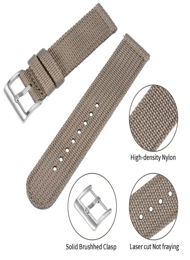 TStrap Nylon Watch Strap 20mm - Quick Release Watch Band Soft Black - Canvas Military Wtach Bands for Men Ladies - for Smart Watch Bracelet Replacement with Clasp - 18mm, 20mm, 22mm 24mm, Grey/Silver - Image 3