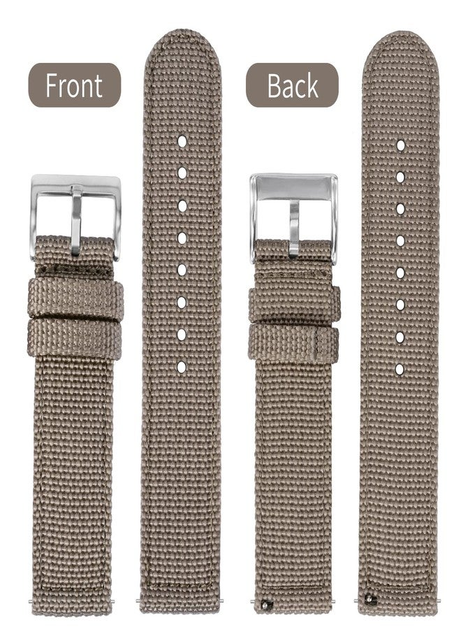 TStrap Nylon Watch Strap 20mm - Quick Release Watch Band Soft Black - Canvas Military Wtach Bands for Men Ladies - for Smart Watch Bracelet Replacement with Clasp - 18mm, 20mm, 22mm 24mm, Grey/Silver - Image 2