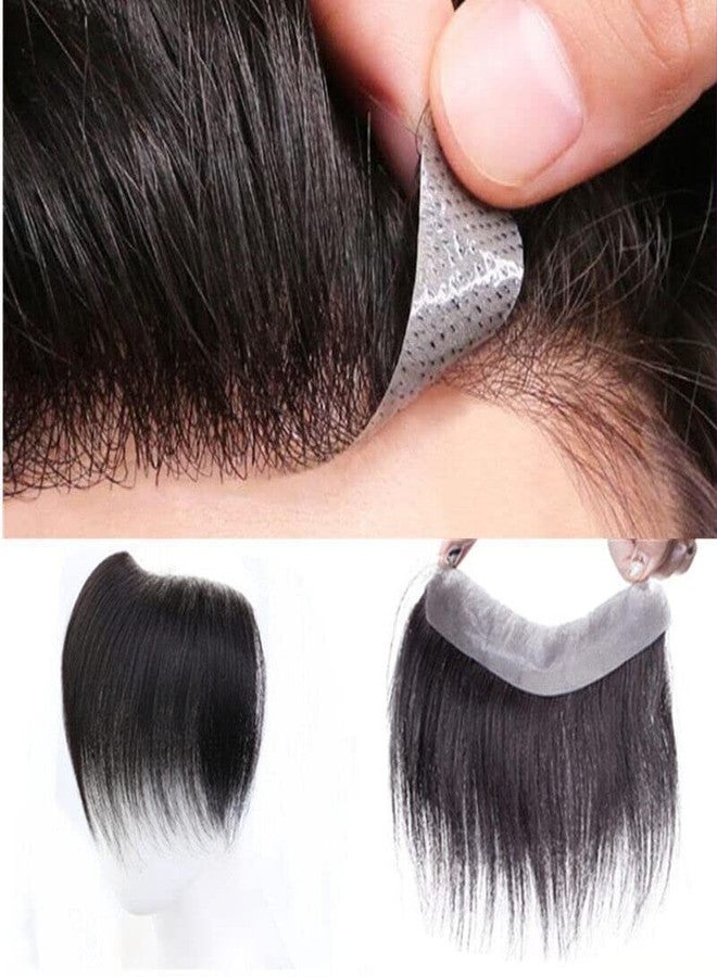 Pinaka Front Lace PU Base Hair Patch 100% Human Hair Frontal Hairpiece For Men Boy Natural Color Black - Image 2