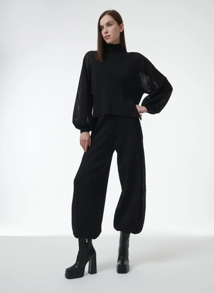 Leem Mesh Sleeve Knitted Sweater