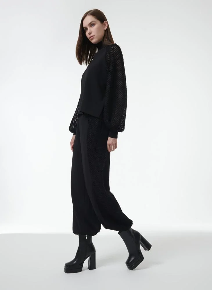 Leem Mesh Sleeve Knitted Sweater