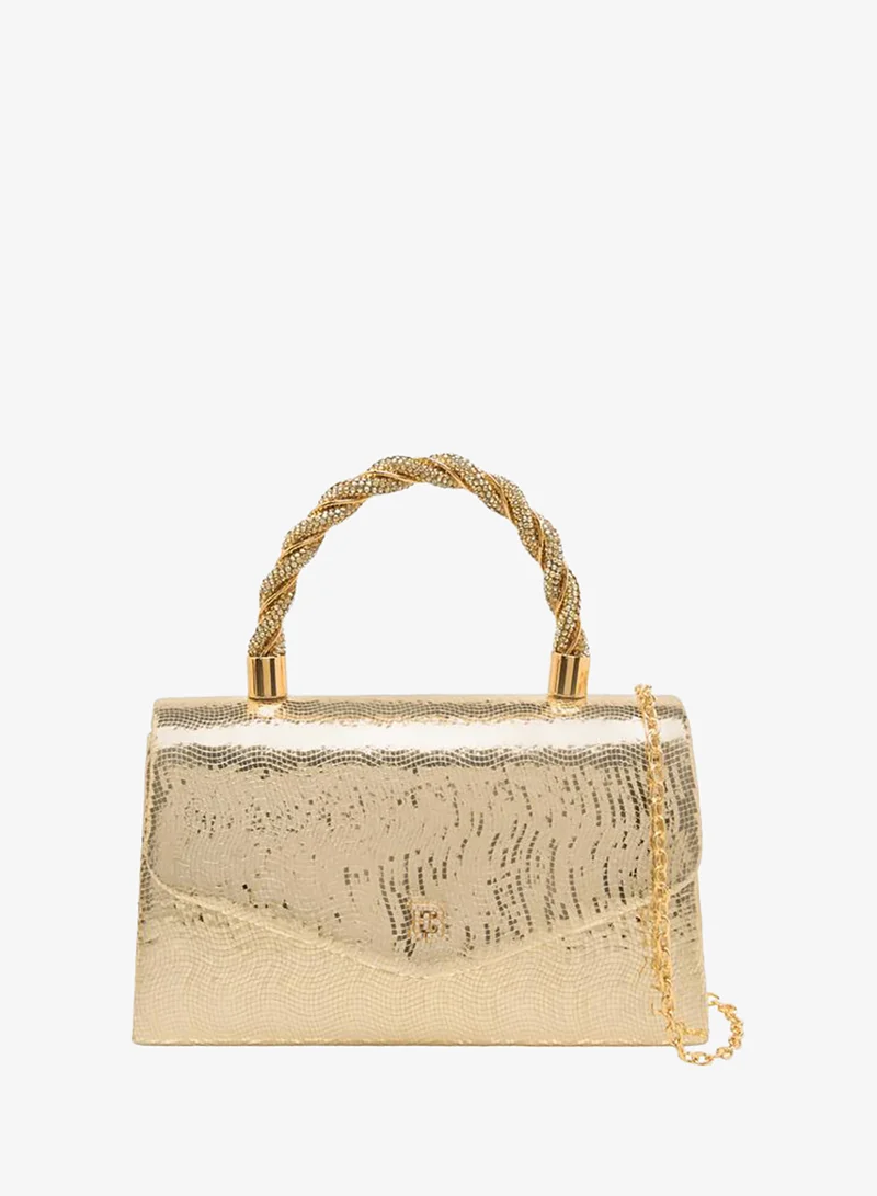 Textured Satchel Bag With Button Closure Ramadan Collection