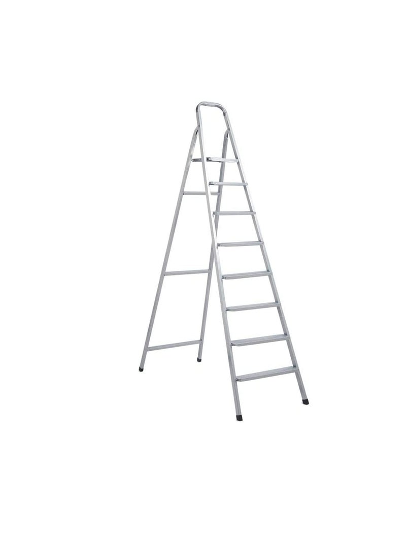 ROBUSTLINE Robustline Heavy Duty Steel Ladder, Ultra Stable Folding Ladder. (8 Step, Silver)  - Image 1