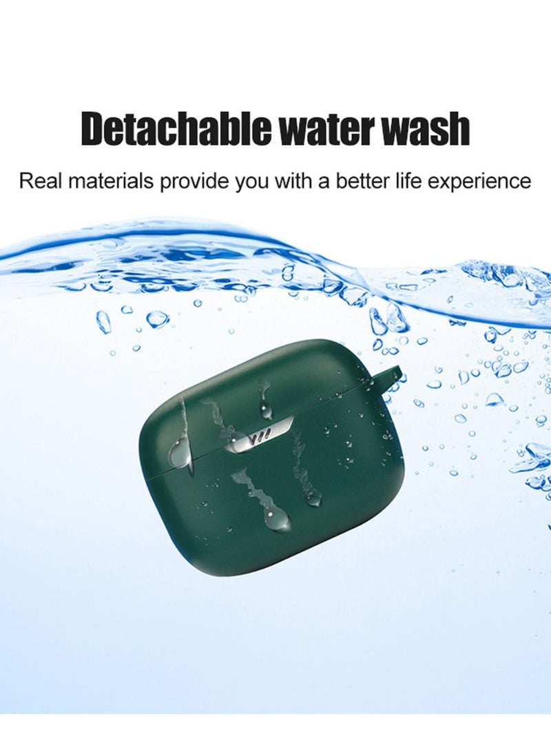 Silicone Case Compatible with JBL Tune 230 NC TWS / T230NC - Case Protective Cover for Headphones - blackish green - Image 5