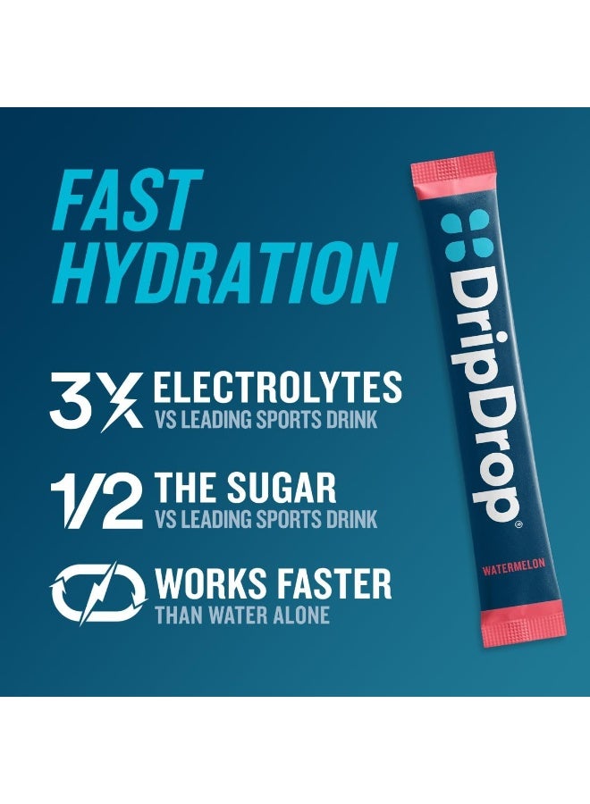DripDrop Hydration - Watermelon - Electrolyte Drink Mix Single Serve Hydration Powder Packets - Image 2