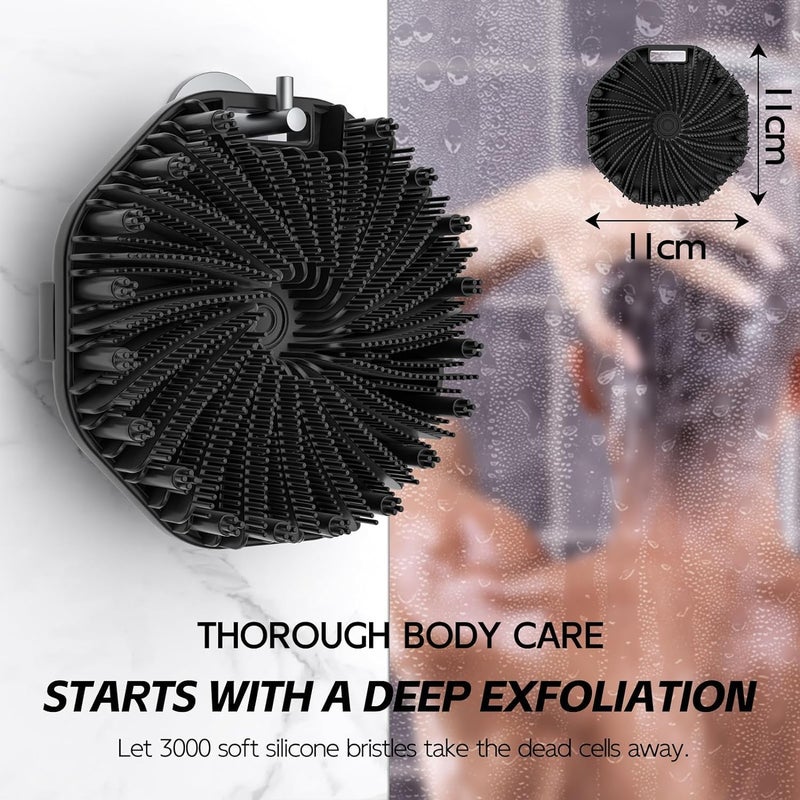 Cozron Cozron Silicon Body Scrubber Body Bath Brush Bath Body Massage Brush Ocean Exfoliating Silicone Face Body Shower Bath Brush Exfoliating Scrubber Scalp Face Buffer Brush Black - Image 4