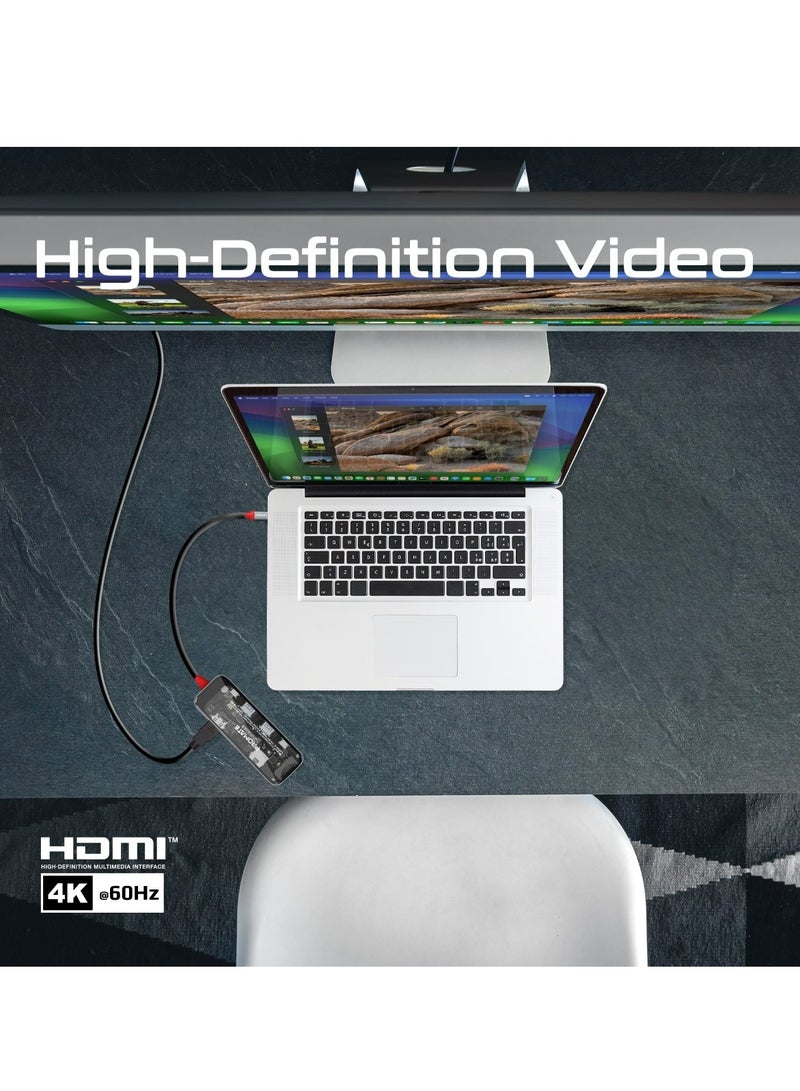 PROMATE USB-C Hub, 8-In-1 Transparent Multi-Display Hub With 4K HDMI, 1000Mbps LAN, SD/TF Card Slot, Dual 5Gbps USB-A Ports, USB-C Port, 100W USB-C Power Delivery For MacBook Pro, Dell, TransHub-Mini Black - Image 4