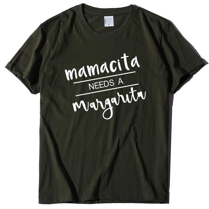 Factory wholesale Mamacita needs a margaic short sleeve T-shirt women loose polyester cotton T - Image 1