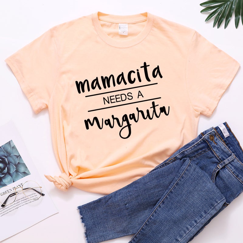 Factory wholesale Mamacita needs a margaic short sleeve T-shirt women loose polyester cotton T - Image 3