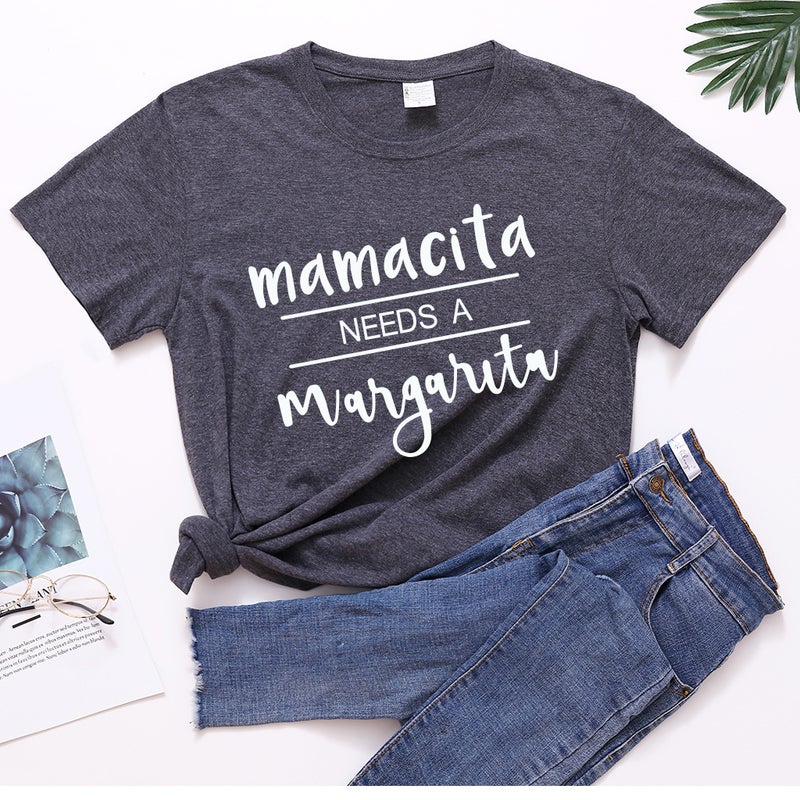 Factory wholesale Mamacita needs a margaic short sleeve T-shirt women loose polyester cotton T - Image 2