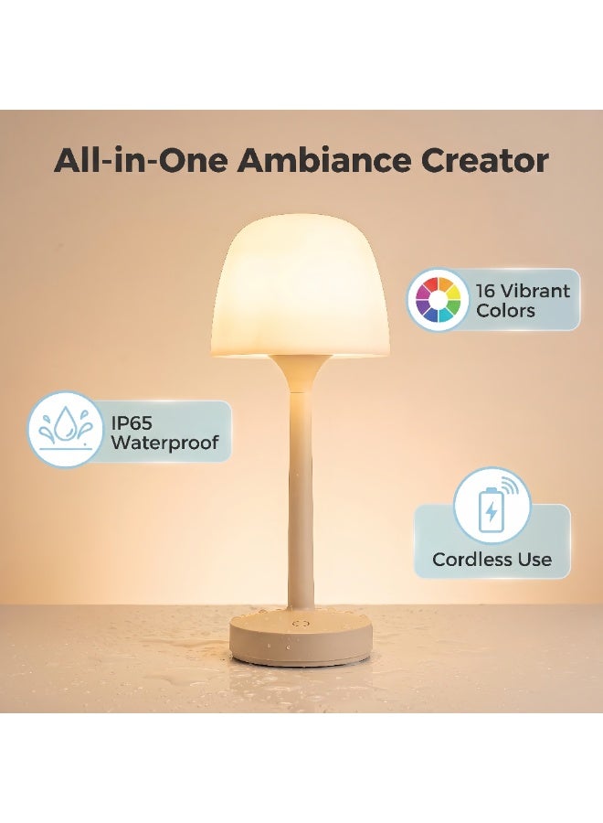 Water Ripple Effect Lamp, 16 Colors Aurora Table Lamp with Remote & Touch Control, Dynamic Rotating Mood Light for Bedroom Living Room Party Decor, IP44 Splash Proof, 12.7*12.7*32.1CM White - Image 3