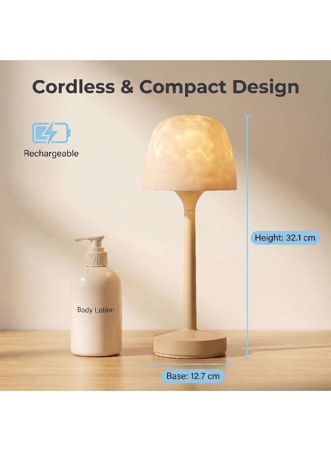 Water Ripple Effect Lamp, 16 Colors Aurora Table Lamp with Remote & Touch Control, Dynamic Rotating Mood Light for Bedroom Living Room Party Decor, IP44 Splash Proof, 12.7*12.7*32.1CM White - Image 4