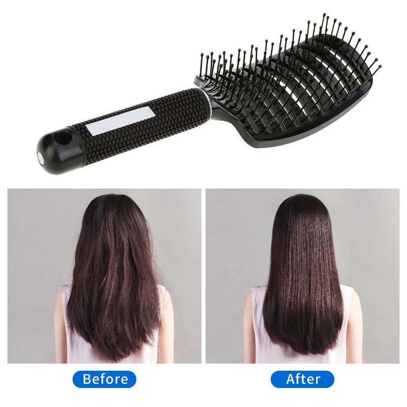 eyxformula 2 Pc Curved Vented Hair Brushes for Women, Eyxformula Anti Frizz Hair Detangling Brush for Long Thick Curly Hair, Paddle Blow Fast Drying Hair Detangler Wet Hair Brush Styling Tool - Image 4